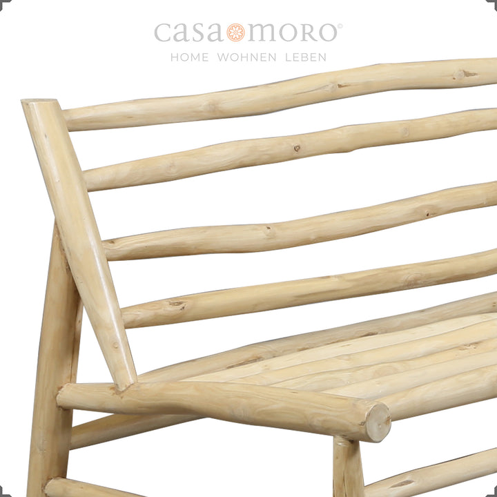 2-seater sofa teak warm natural wood, 140 cm wide
