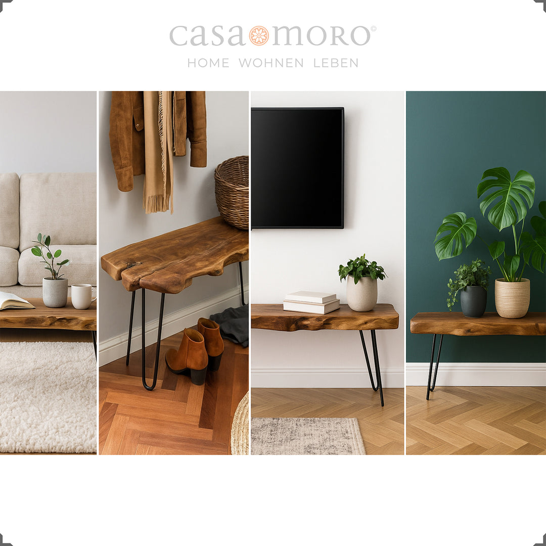 Teak lowboard with a natural shape, used as a TV bench, sideboard or plant platform