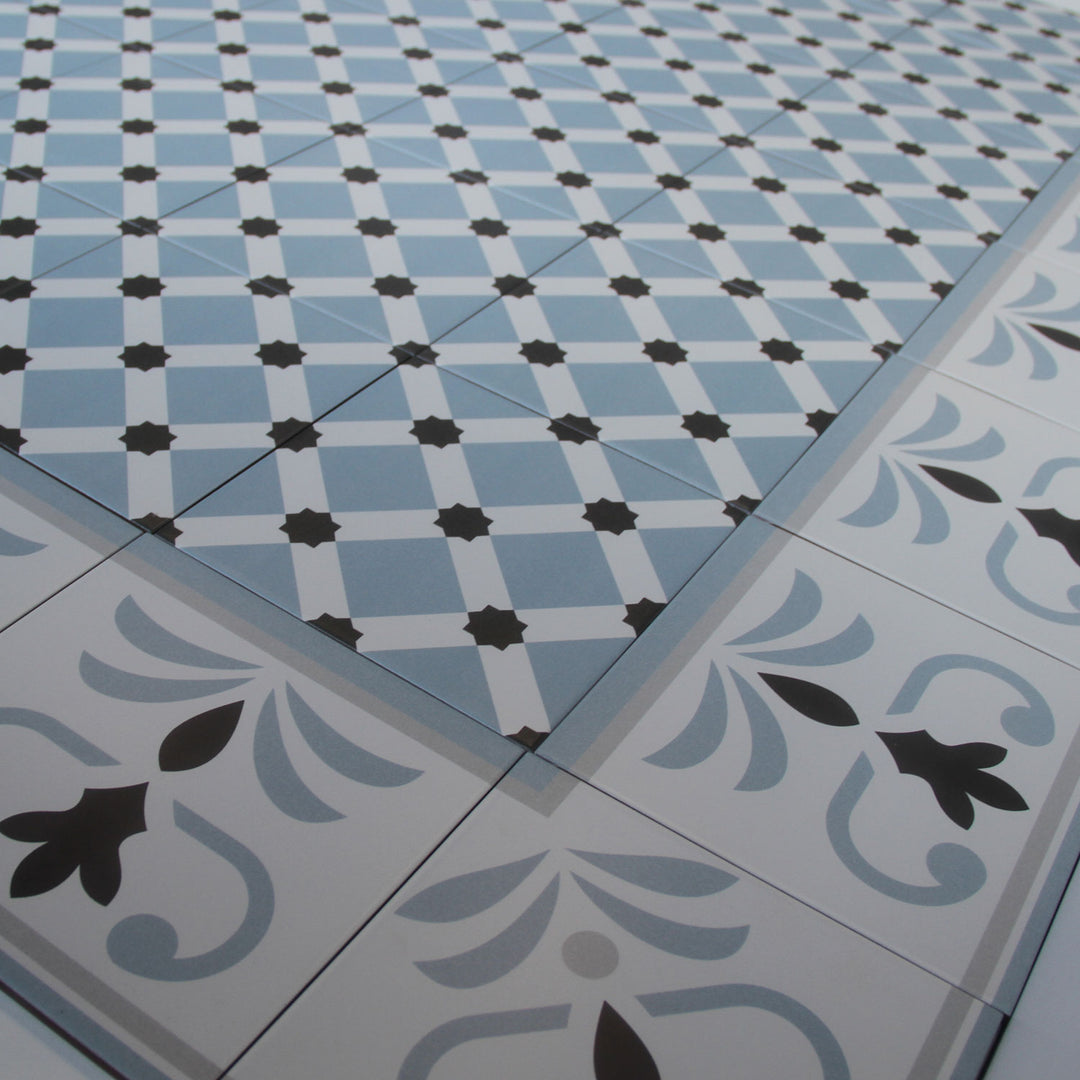 Moroccan corner border 20×20 cm – tile border in cement look