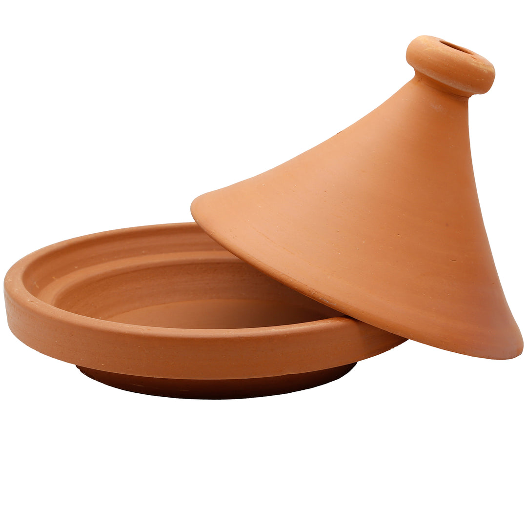Tajine Pot from Morocco 30 cm with removed lid, natural and unglazed