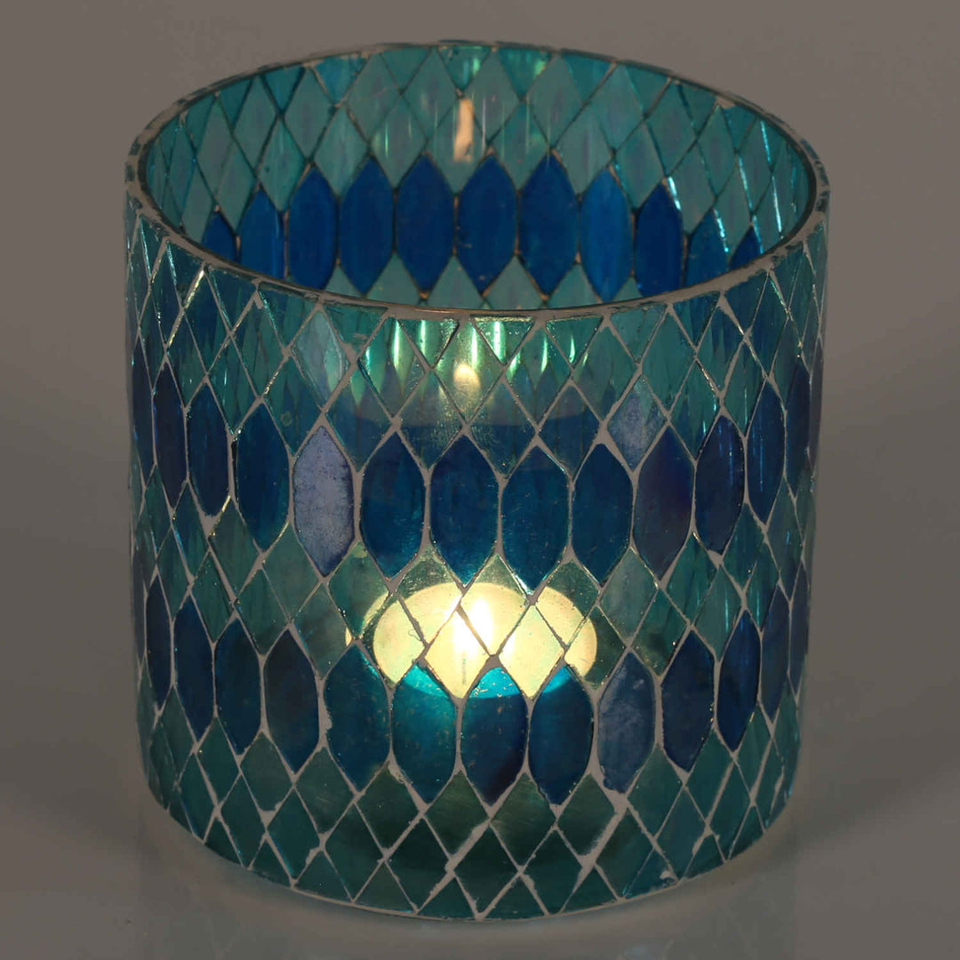 Moroccan mosaic lantern Rayan light blue