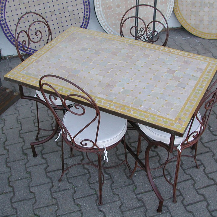 Mosaic dining table 120x80 yellow/diamond