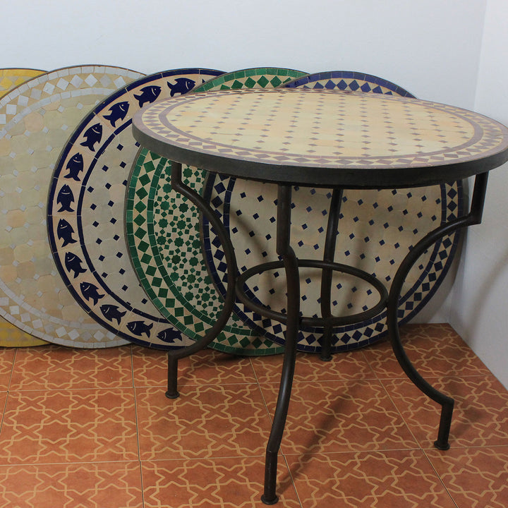 Mosaic table D80 star green yellow