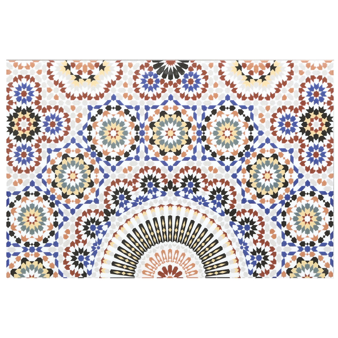 Detail sample tile of a ceramic wall tile 40x25 cm in an oriental design, multicolored