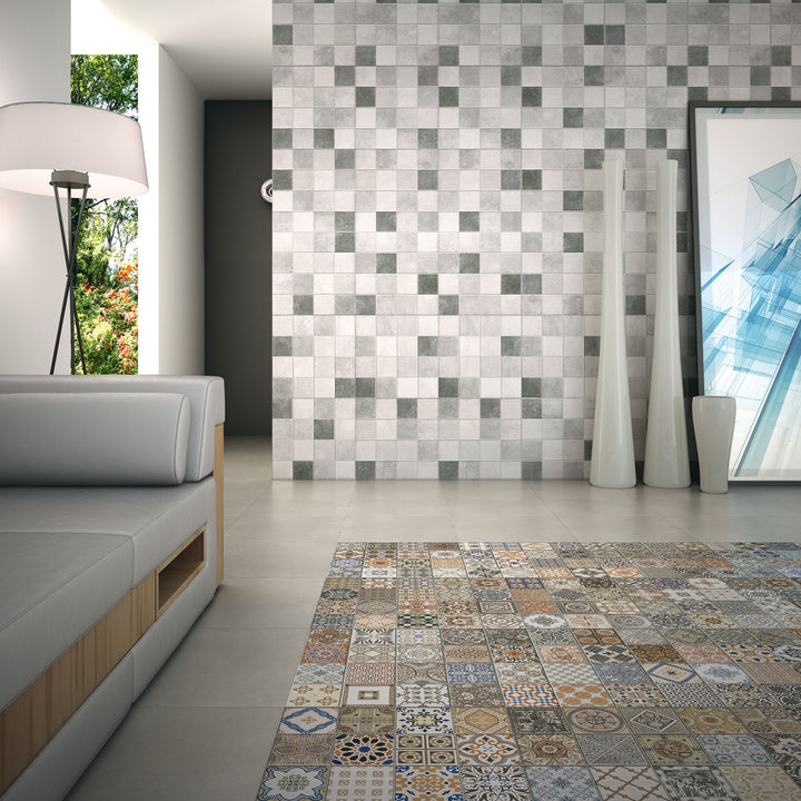 Patchwork tiles for walls and floors