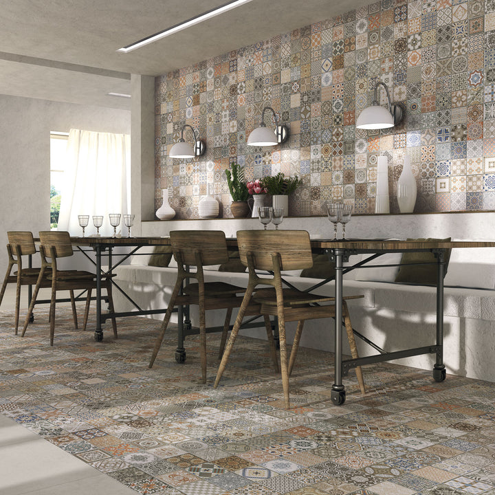Patchwork tiles for walls and floors
