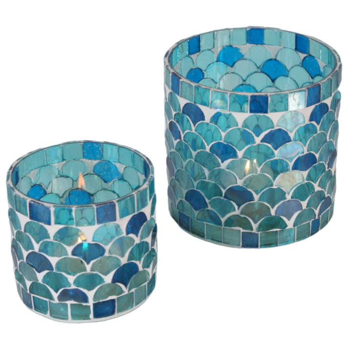 Moroccan mosaic lantern Rayan light blue