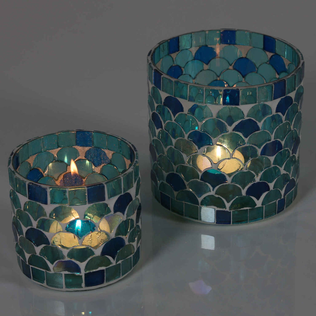 Moroccan mosaic lantern Rayan light blue