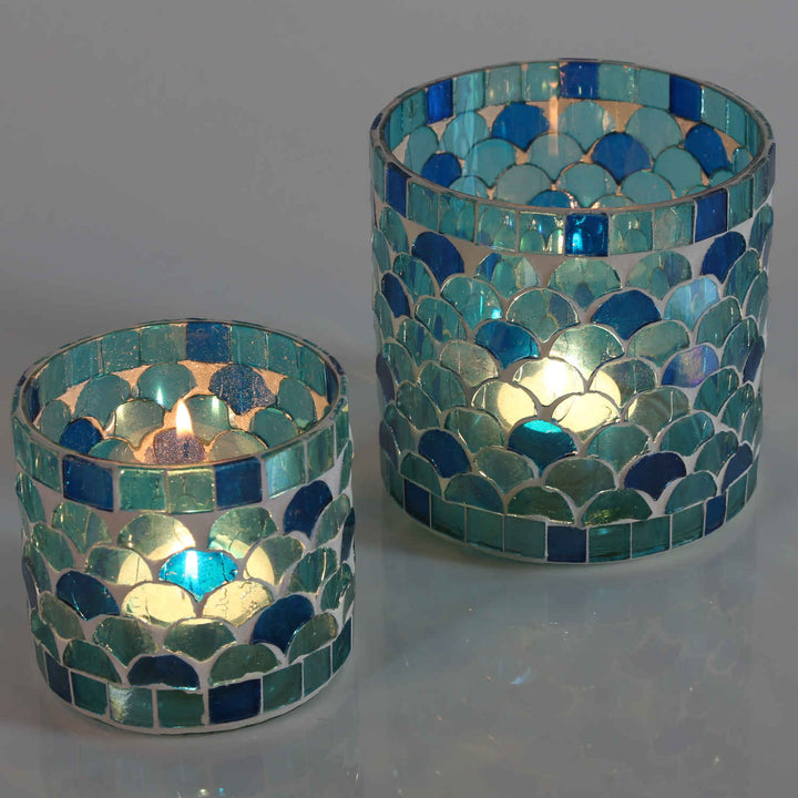 Moroccan mosaic lantern Rayan light blue