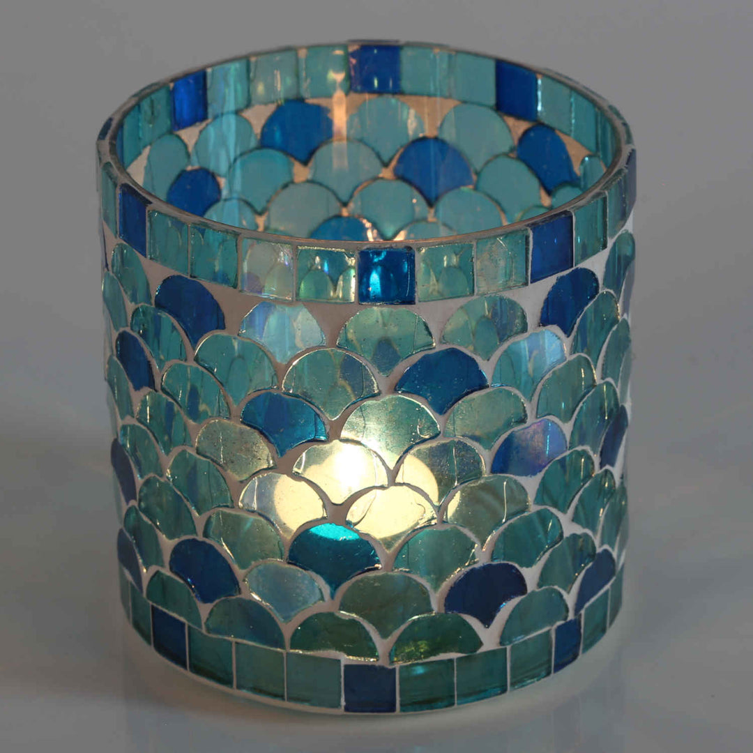 Moroccan mosaic lantern Rayan light blue