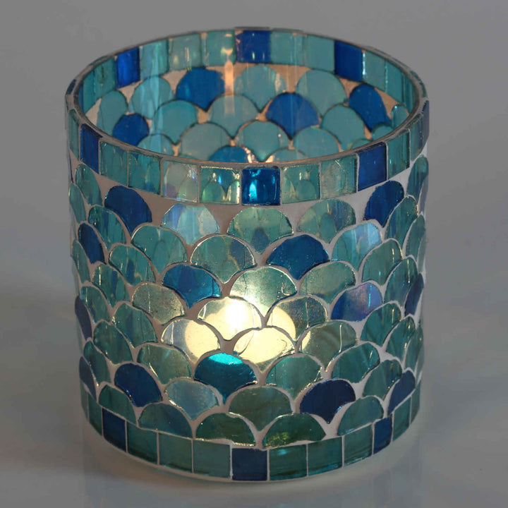 Moroccan mosaic lantern Rayan light blue