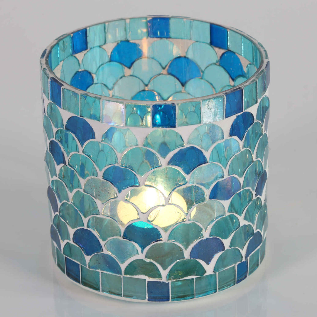 Moroccan mosaic lantern Rayan light blue