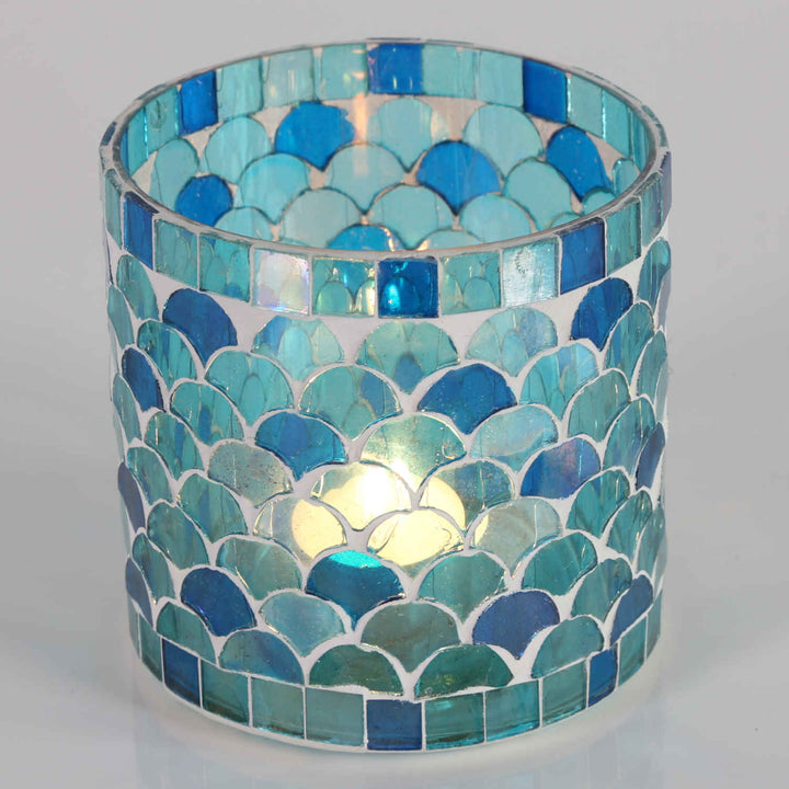Moroccan mosaic lantern Rayan light blue