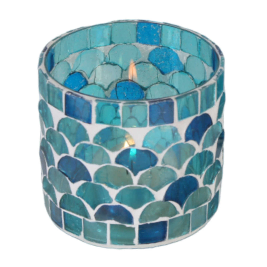 Moroccan mosaic lantern Rayan light blue
