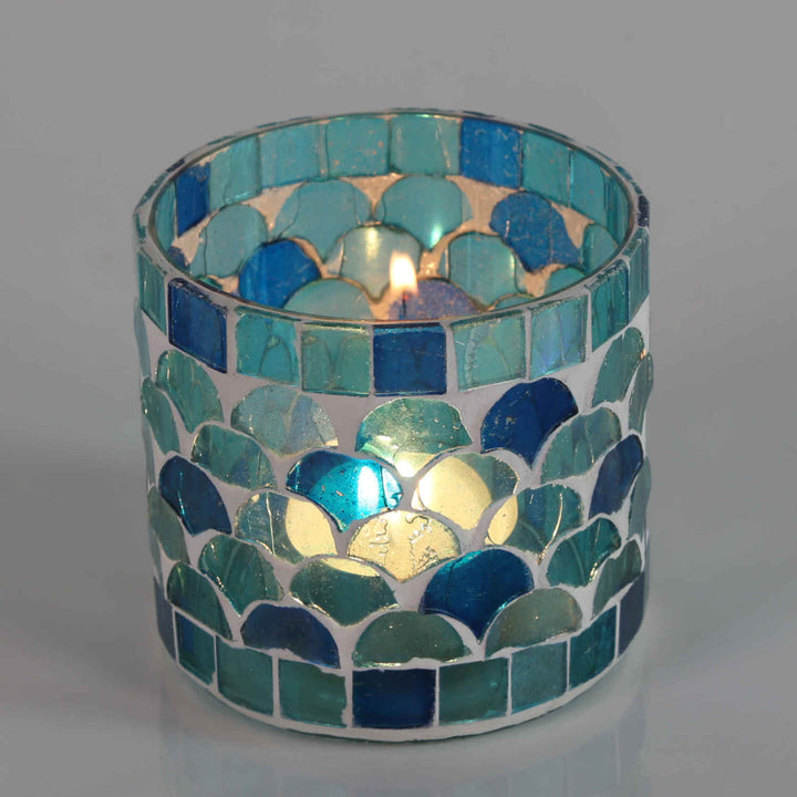 Moroccan mosaic lantern Rayan light blue