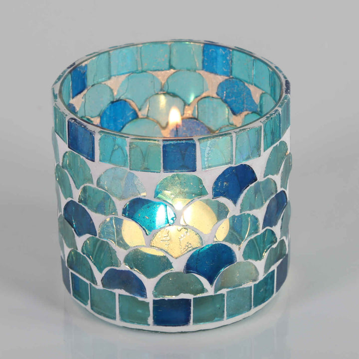 Moroccan mosaic lantern Rayan light blue