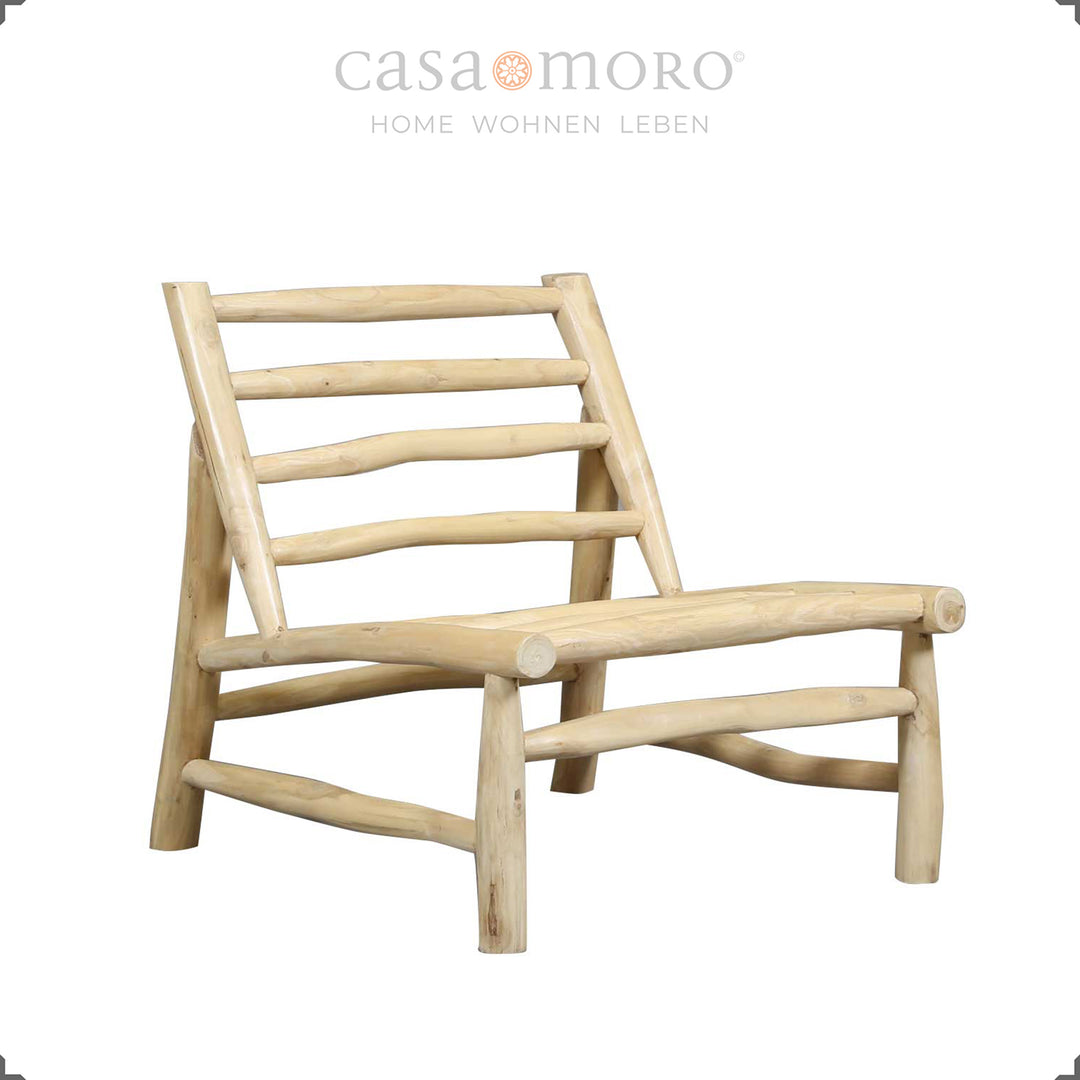 Lounge chairs made of solid teak wood in a set of 2, easy-care cushions with zips included