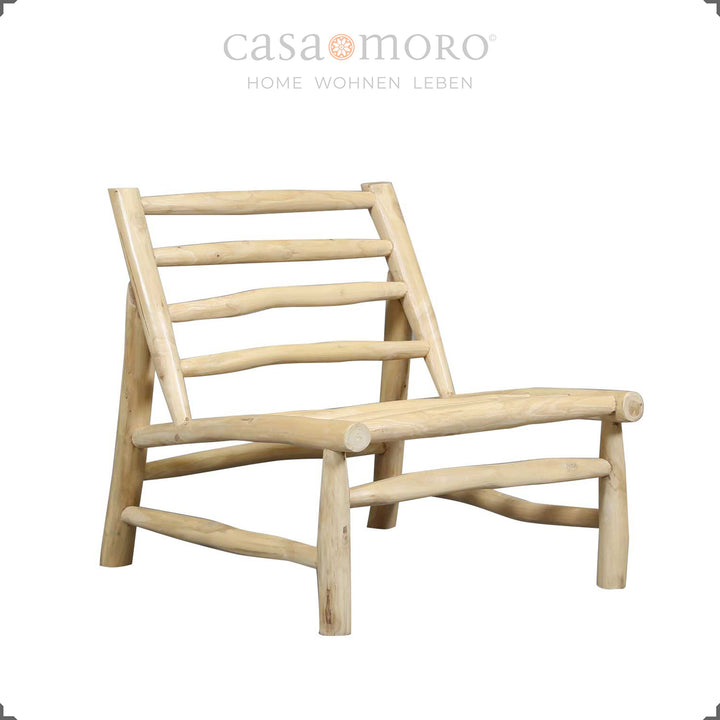 Lounge chairs made of solid teak wood in a set of 2, easy-care cushions with zips included