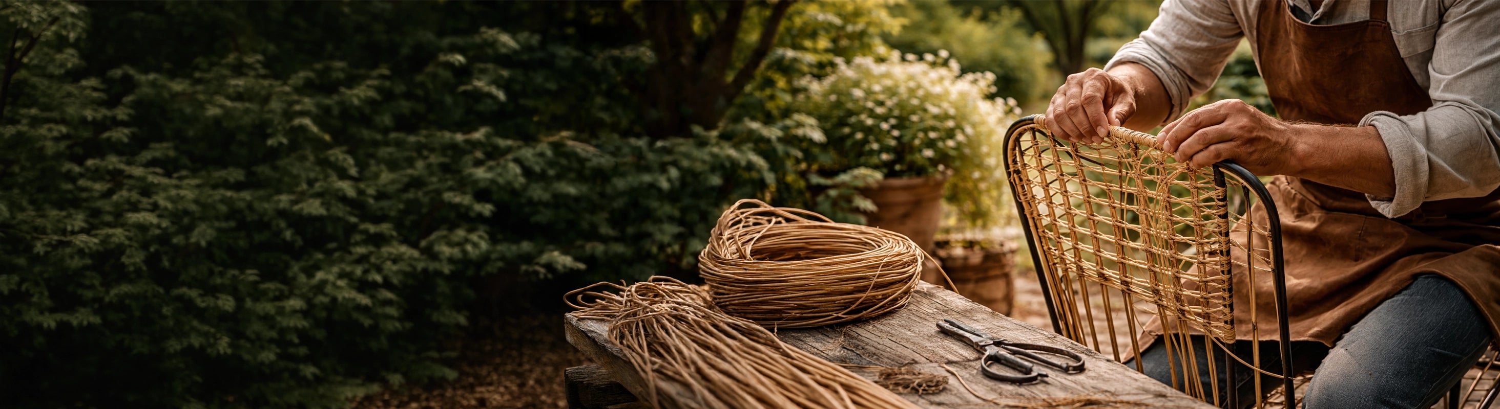 Rattan chairs – Rattan chair with iron frame is woven by hand - handmade garden chairs made from natural material for terraces and balconies