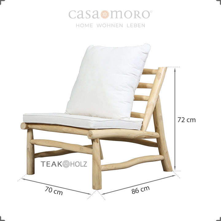 Lounge chair set of 2 made of teak wood for outdoor and indoor