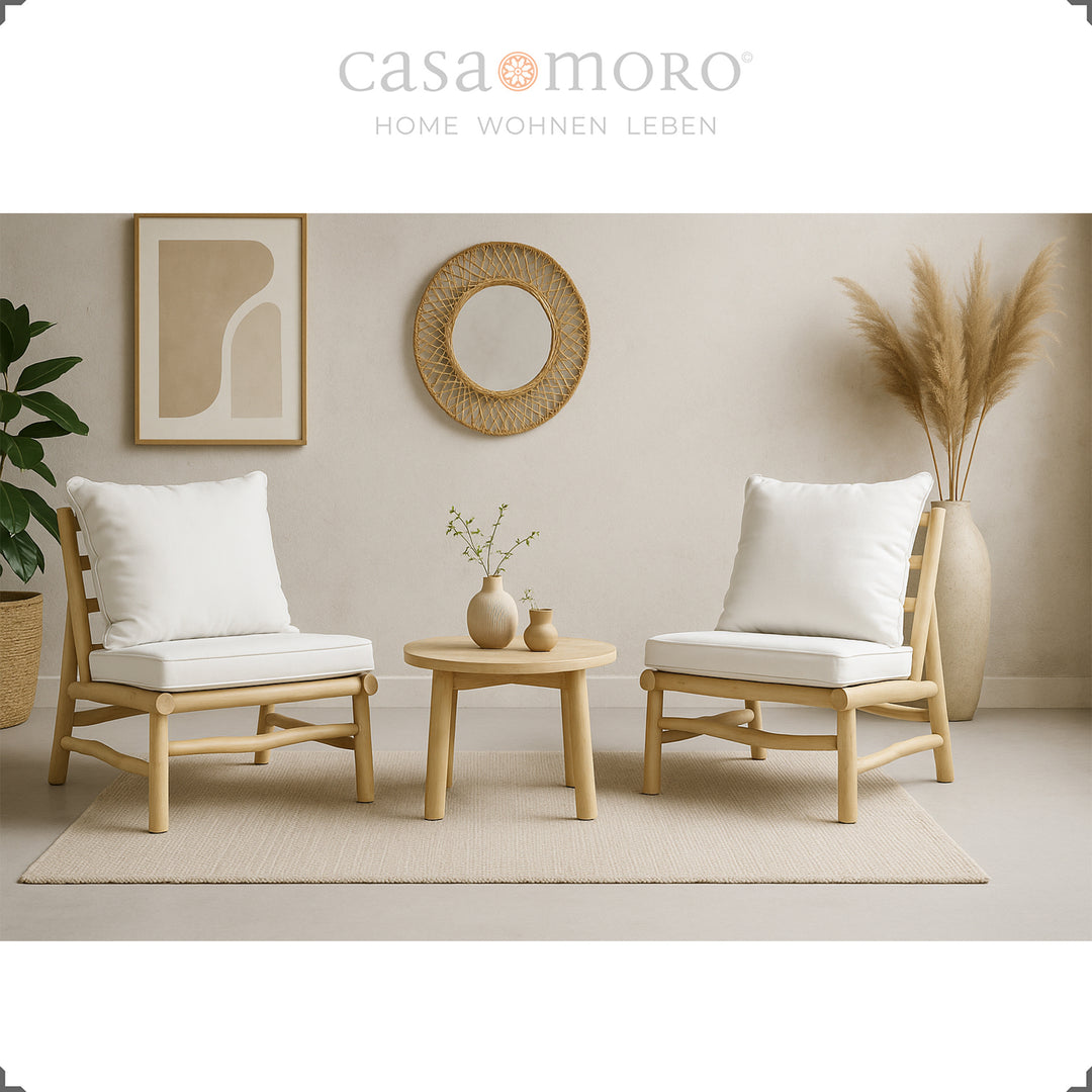 Handcrafted armchairs made of natural wood, durable and comfortable for balconies and living rooms