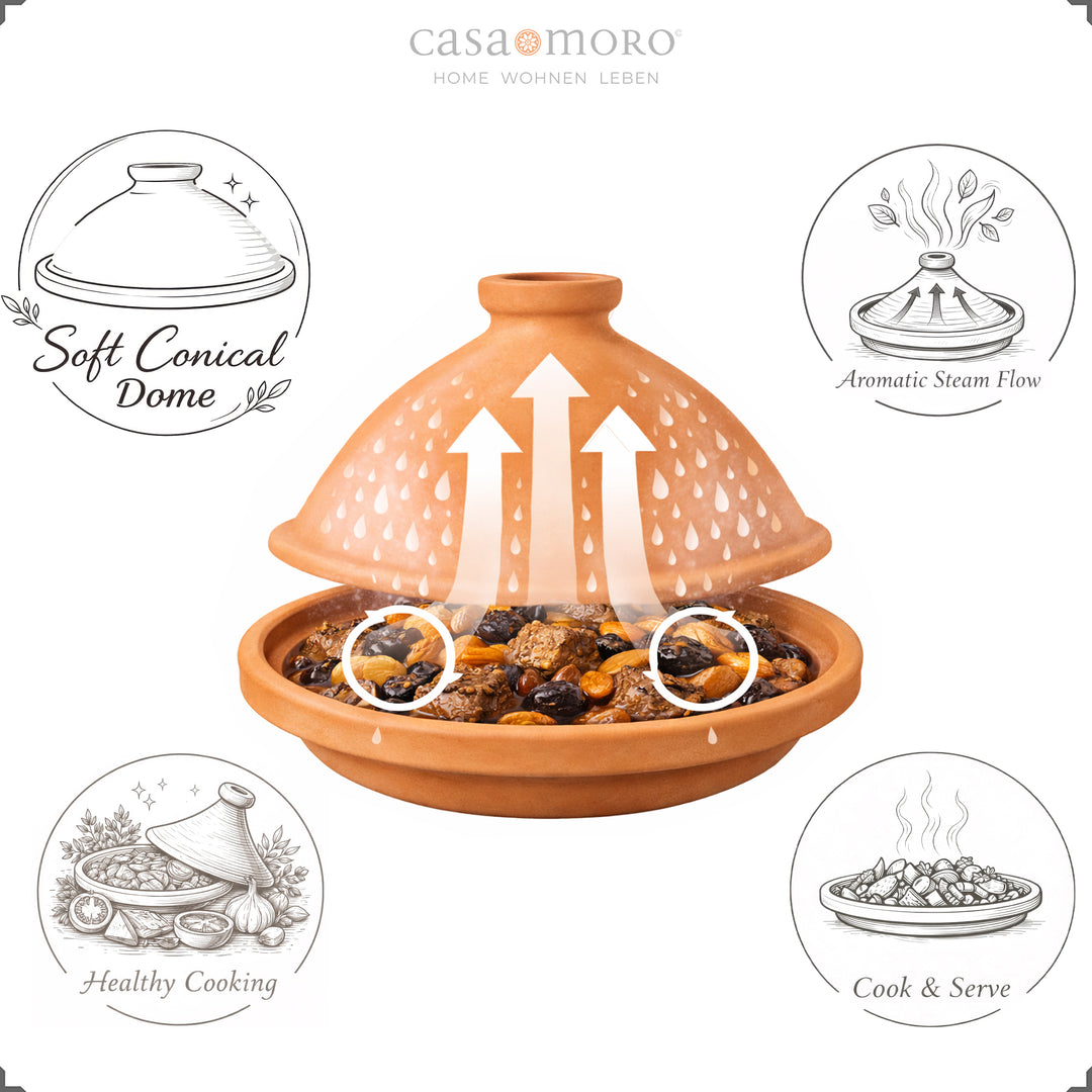 Moroccan Tagine made from natural clay and clay, unglazed as an aromatic casserole dish