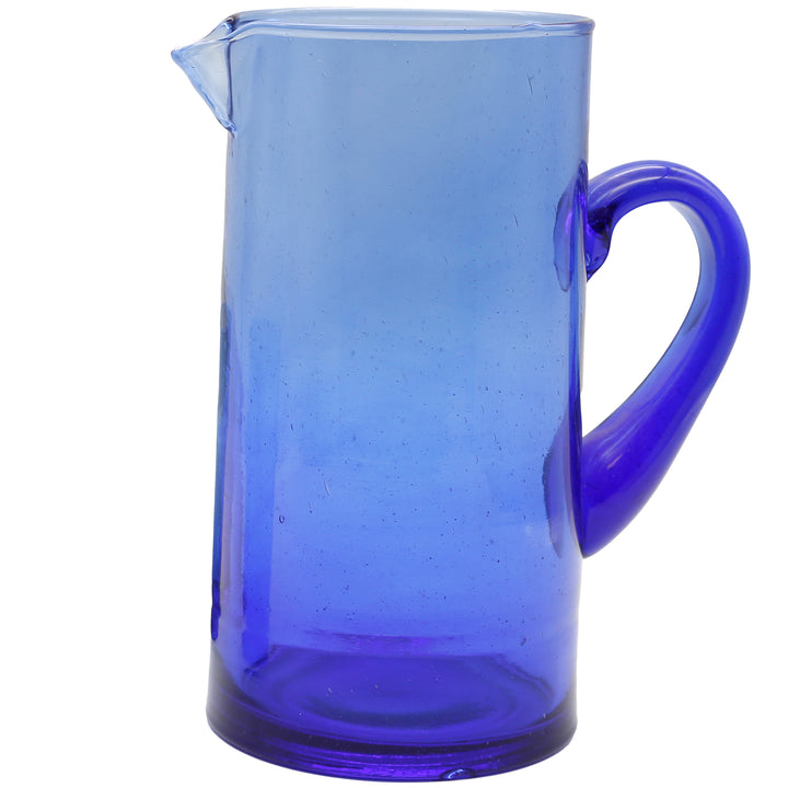 Blue glass water carafe - stylish table presentation for drinks